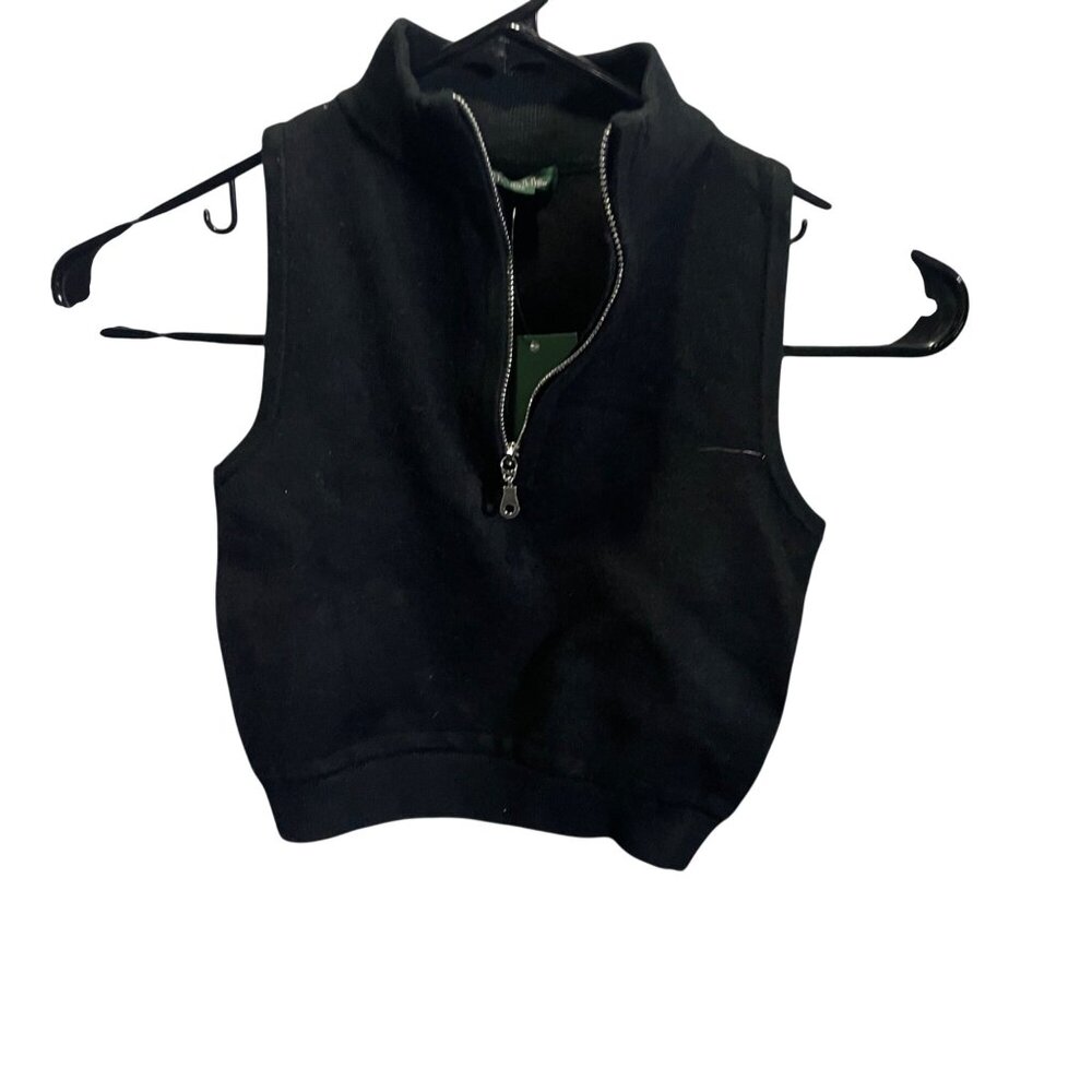 Wild Fable Womens Sleeveless Crop‎ Half Zip Sweater XXS Black